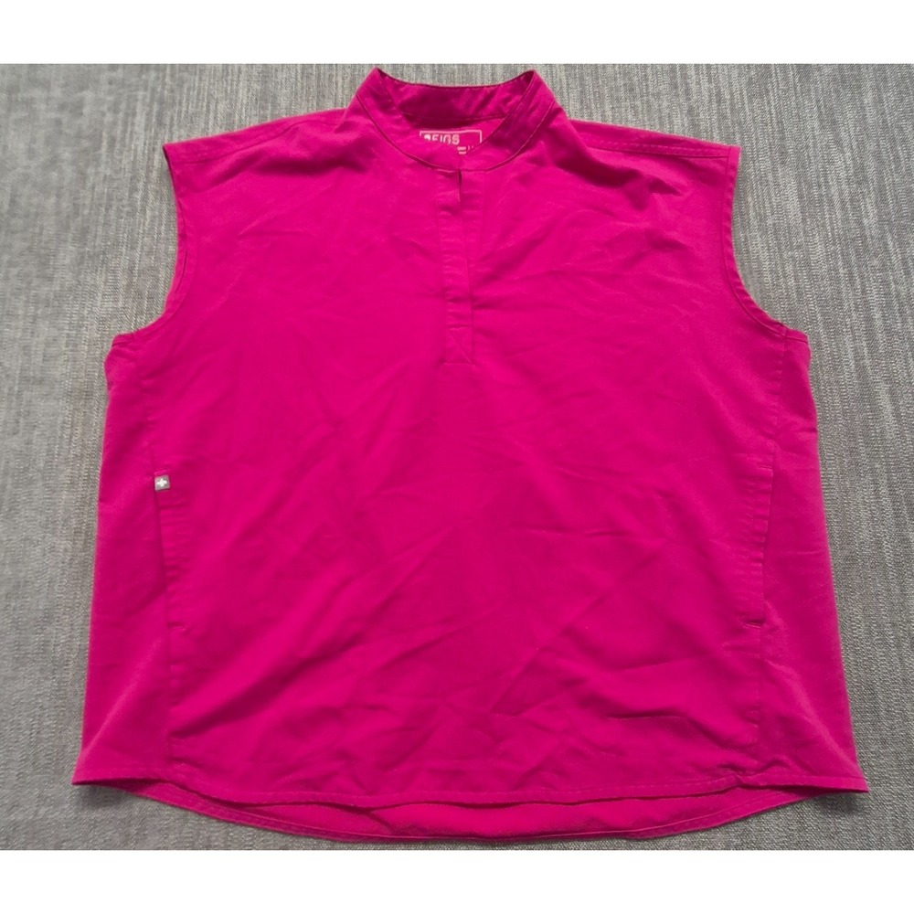 Figs Technical Collection Hot Pink Sleeveless Scrub Top XL Side Pockets Stretch